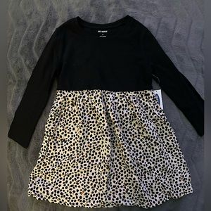 Black cheetah print long sleeve dress